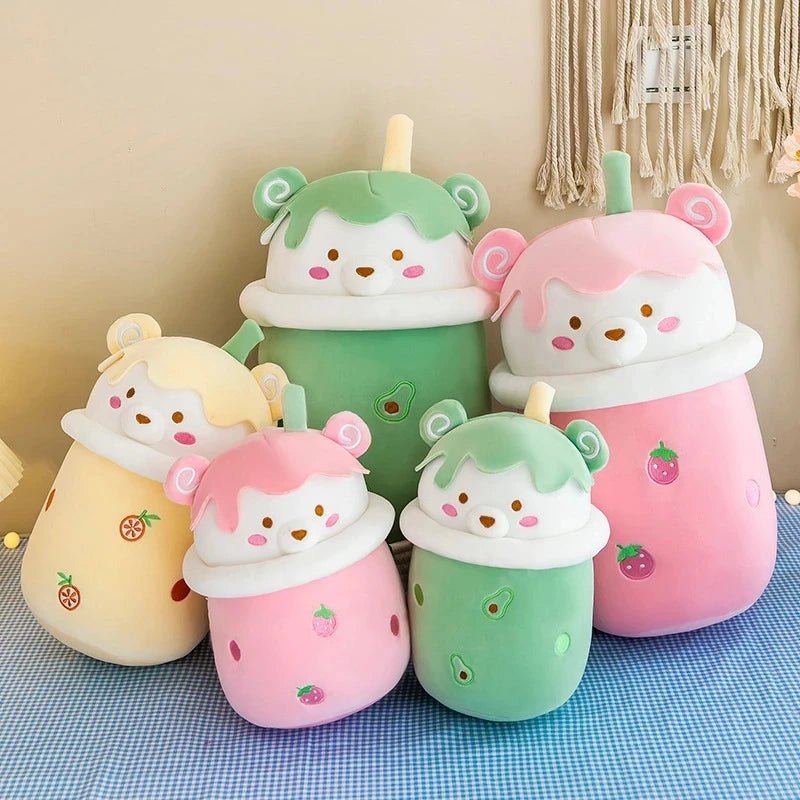 Plushie Teddy Bear Boba Teas, Three Styles, 10-16" | 25-40 cm - Plushie Produce