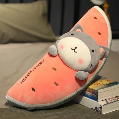 Plushie Animal Plushies in a Jumbo Watermelon Wedge, 7 Animals, 1.8-3.1' | 55-95 cm plush toy – – Cat – Image 5 | Plushie Produce