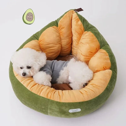 Plushie Avocado Cat/Dog Bed for Small Pets up to 13 lbs (6 kg) - Plushie Produce