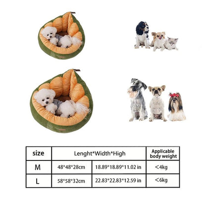 Plushie Avocado Cat/Dog Bed for Small Pets up to 13 lbs (6 kg) - Plushie Produce