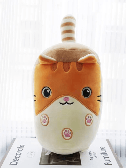 Plushie Bubble Tea dans une tasse en peluche, trois animaux, 9" | 23 cm