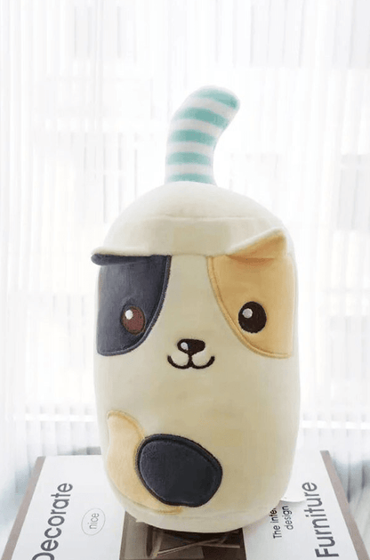 Plushie Bubble Tea em Copo de Animal Plushie, Três Animais, 9" | 23 centímetros