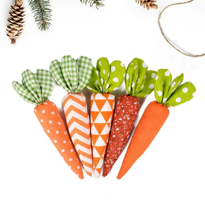 Pluche Wortel Pluche - Set van Vijf - Feestelijke Lente Decoratie, 6" | 16 cm