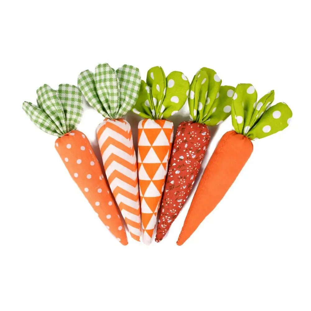 Plushie Carrot Plushies- Set of Five - Festive Spring Decor, 6" | 16 cm