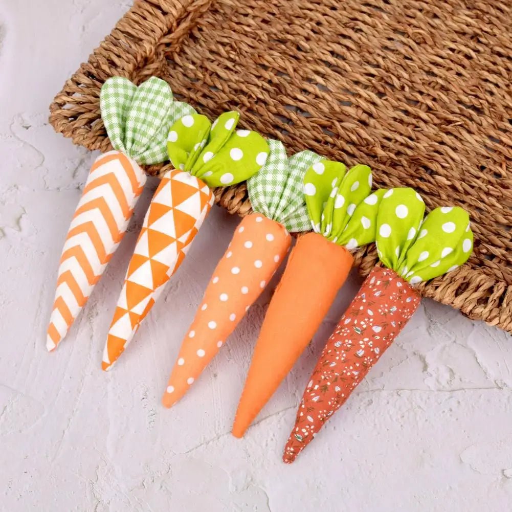 Plushie Carrot Plushies- Set of Five - Festive Spring Decor, 6" | 16 cm