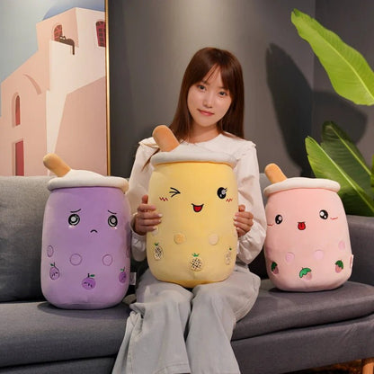 Peluche Boba Tea Émotionnelle, Trois Saveurs, 20" | 50 cm