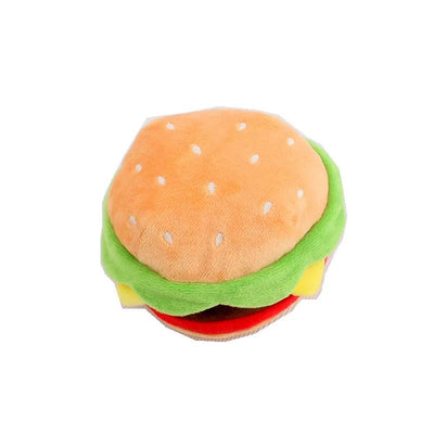 Plushie Fast Food Dog Squeaky Chew Toy, 3 Foods, 9" | 22 cm plush toy – – Hamburger – Image 6 | Plushie Produce