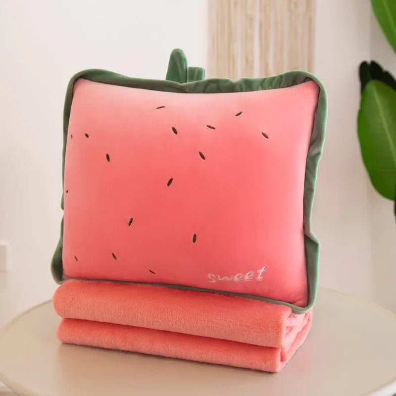 Combo de Manta de Almohada de Frutas y Verduras de Peluche, 10 Diseños de Almohadas