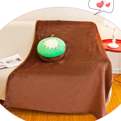 Combo Coussin Couverture en Peluche Fruits & Légumes, 10 Designs de Coussin