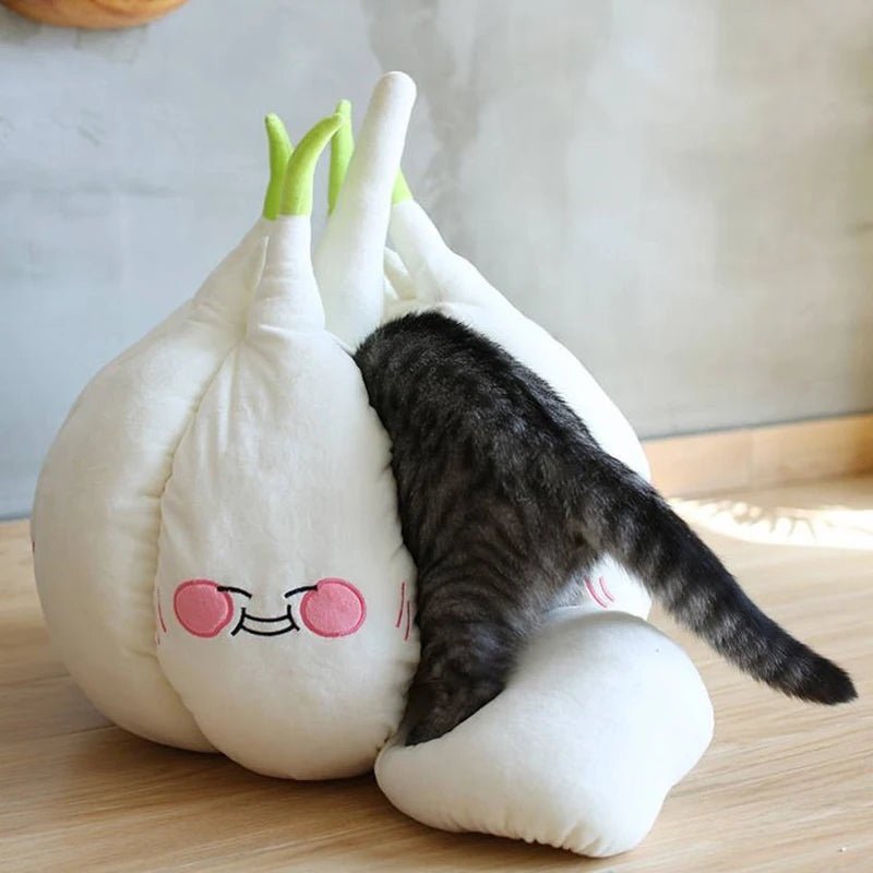 Plushie Garlic Kawaii Pet Bed for pets to 16.5 lbs (7.5 kg)