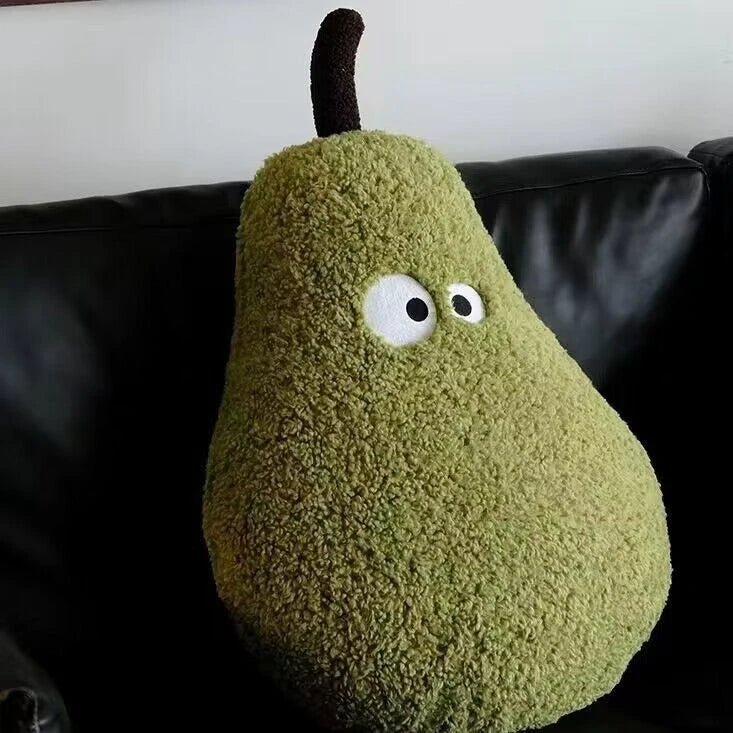 Plushie Giant Fuzzy Cartoon Pear, 24" | 60 cm - Plushie Produce