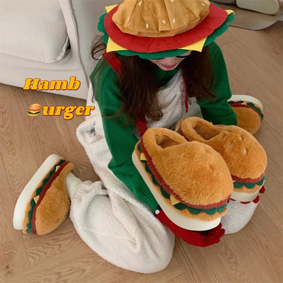 Plushie Hamburger Slippers, US Men 4-8.5/ Women 5.5-10 plush toy – – – Image 3 | Plushie Produce