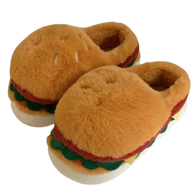 Plushie Hamburger Slippers, US Men 4-8.5/ Women 5.5-10 plush toy – – US Men's 4 / Women's 5.5/ EU 35.5 – Image 7 | Plushie Produce