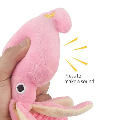 Plushie Pink Squid Squeaky Pet Toy, 13" | 34 cm Plushie Produce