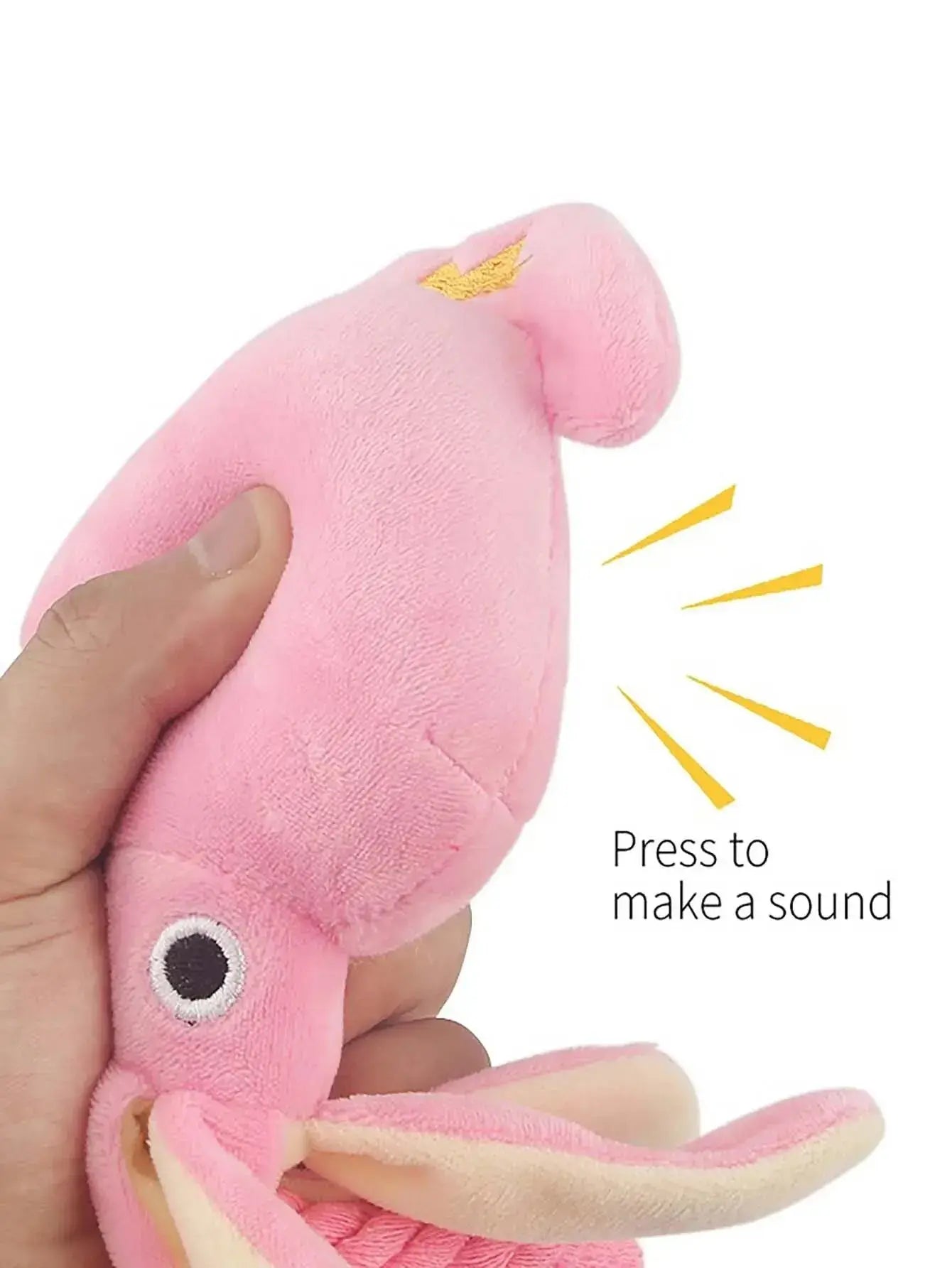 Plushie Pink Squid Squeaky Pet Toy, 13" | 34 cm Plushie Produce