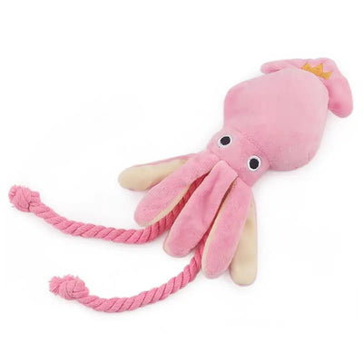 Plushie Pink Squid Squeaky Pet Toy, 13" | 34 cm plush toy – – – Image 7 | Plushie Produce