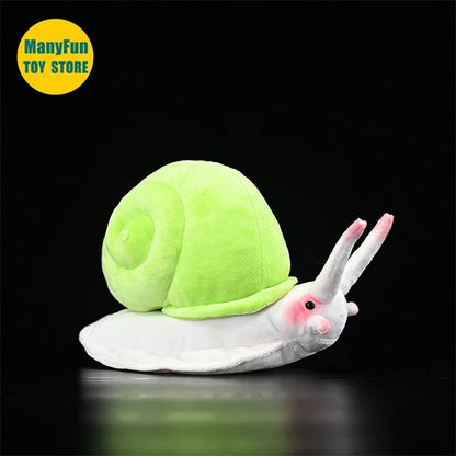 Plushie Realista Caracol Verde de Pelúcia, 10" | 25 centímetros