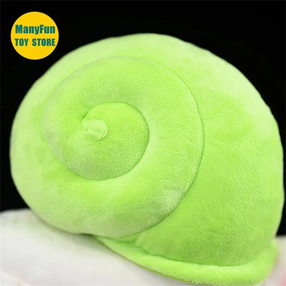 Plushie Realista Caracol Verde de Pelúcia, 10" | 25 centímetros