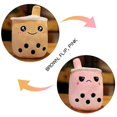 Plushie Reversible Boba Tea Toy, 6-10" | 15-25 cm plush toy – – B Brown to Pink – Image 9 | Plushie Produce
