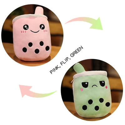 Plushie Reversible Boba Tea Toy, 6-10" | 15-25 cm plush toy – – B Pink to Green – Image 12 | Plushie Produce