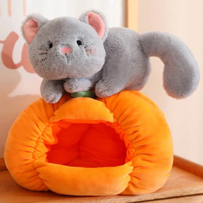 Pumpkin Plushie with Hidden Stuffed Animal