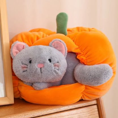 Pumpkin Plushie with Hidden Stuffed Animal