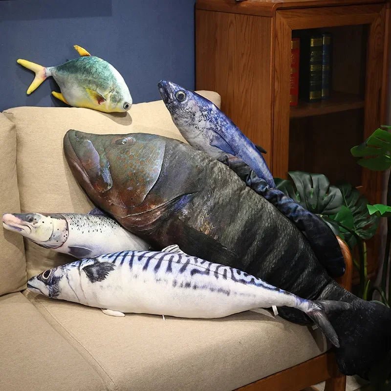 Coleção de Peixes 3D Realistas de Pelúcia, Quatro Peixes, até 39" | 100 cm de comprimento