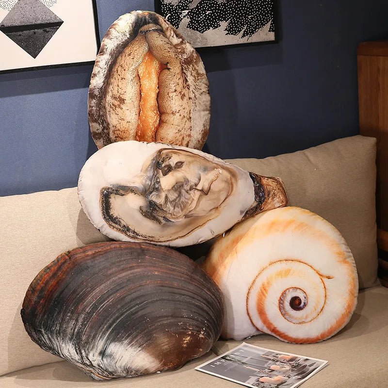 Plushie Realistic Seashell Throw Pillows, Six Styles