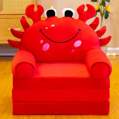 Red Crab Children's Reading Chair with Fold-Out Nap Mat plush toy – – Crab – Image 1 | Plushie Produce