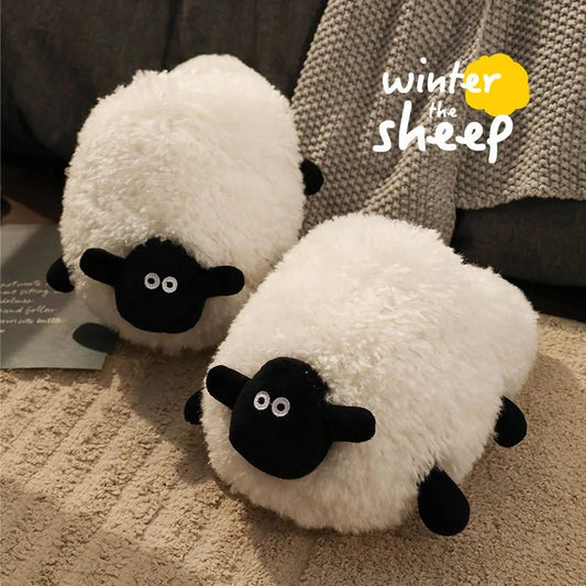 Sheep Plush Slippers, US Men 4-8.5/ Women 5.5-10