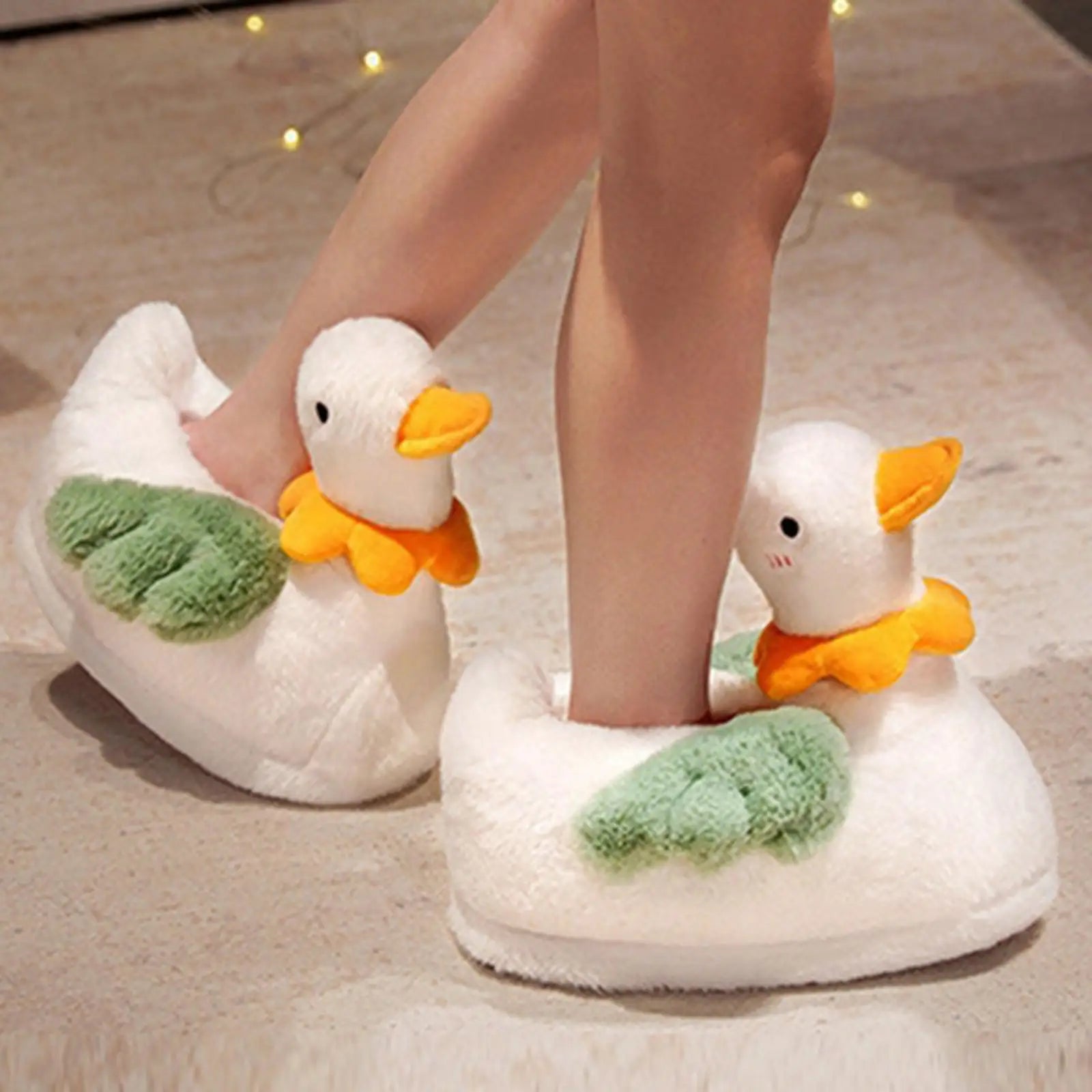 Plushie White Duck Slippers, US Men 6.5/ Women 8