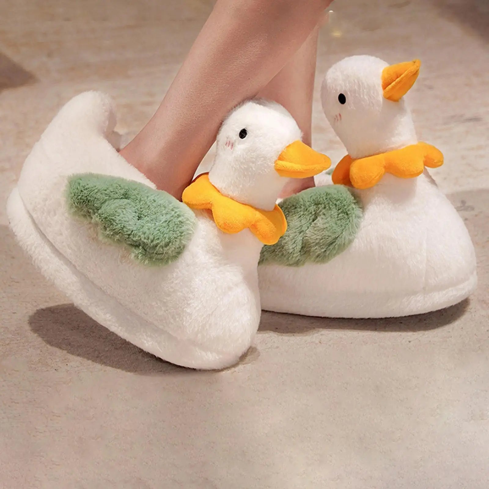 Plushie White Duck Slippers, US Men 6.5/ Women 8