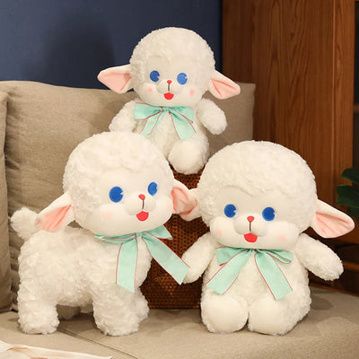 White Lamb Plushie with Bow, 8-16" |20-40 cm plush toy – – – Image 1 | Plushie Produce