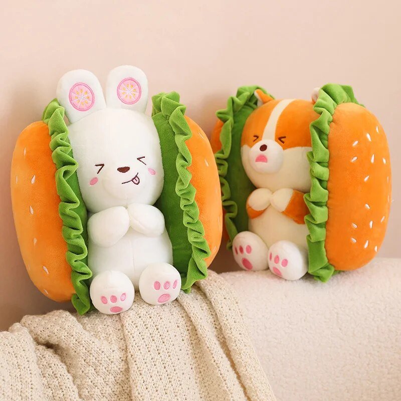 Kawaii Corgi/Rabbit as a Hamburger Plushie, 10-16" | 25-40 cm plush toy – – – Image 6 | Plushie Produce