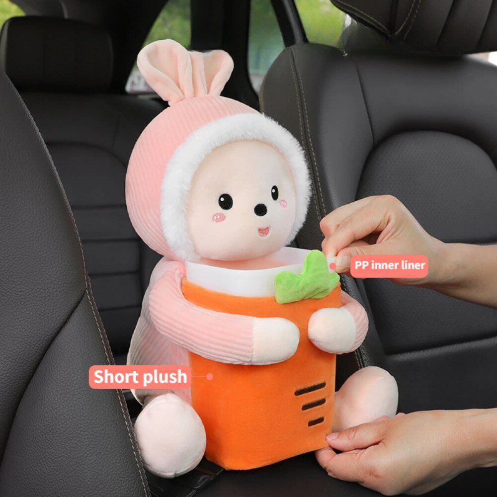 Plushie Animal Car Tissue Holder/Trash Can, Four Styles, 16" | 40 cm