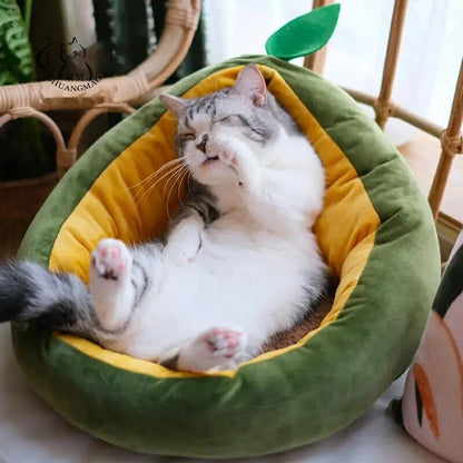 Plush Avocado Cat/Dog Bed for Small Pets Plushie Produce