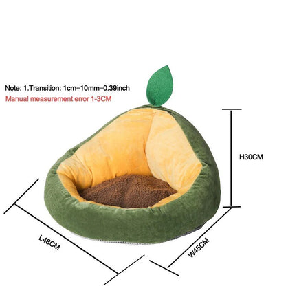 Plush Avocado Cat/Dog Bed for Small Pets Plushie Produce