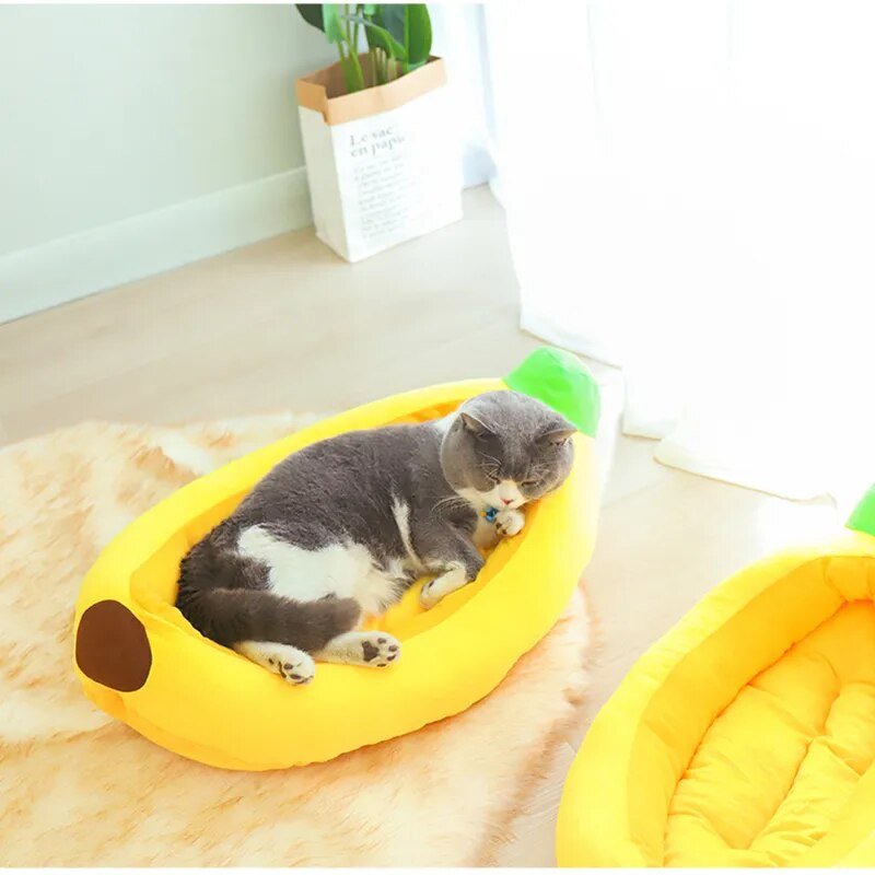 Plush Banana Pet Bed for Pets Up To 19 lbs (9 kg) Plushie Produce