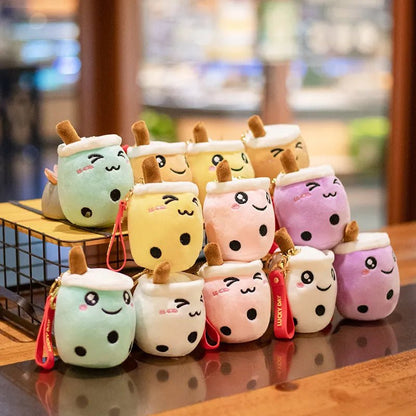 Porte-clés en peluche Bubble Tea, 12 variétés, 4" | 10 cm