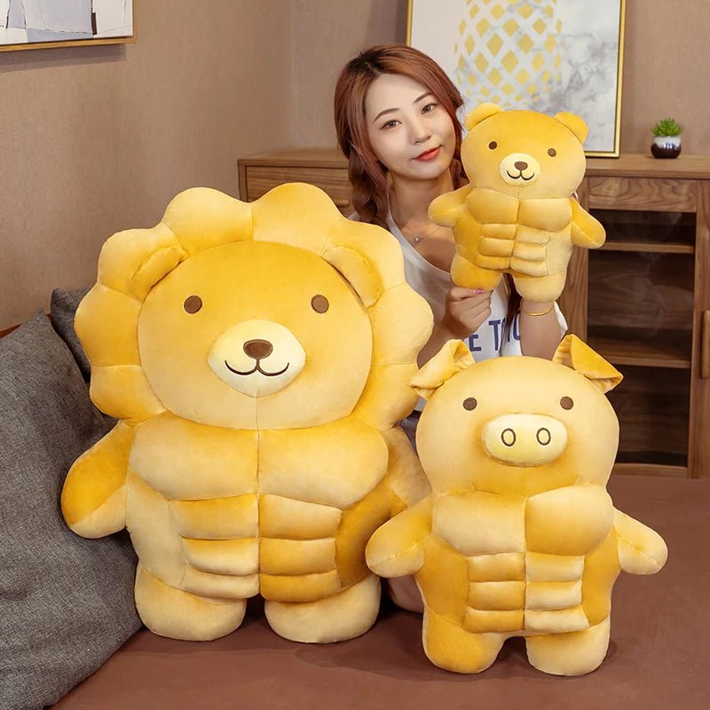 Plushie Bread as a Muscular Animal Plushie, 12-28 in | 30-70 cm