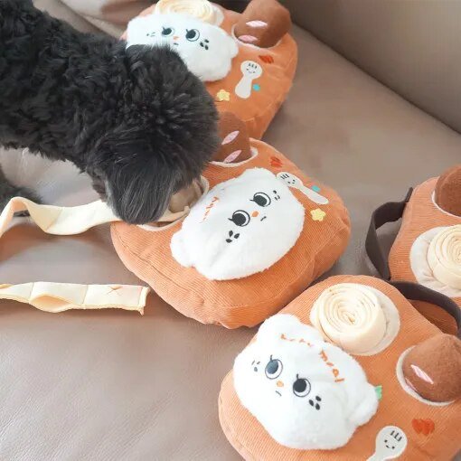 Plush Breakfast Platter Squeaky Sniffing Toy for Dogs Plushie Produce