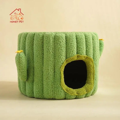 Plushie Cactus Oasis Cat Bed with Sisal Hemp and Velvet, 12.7" | 32.5 cm