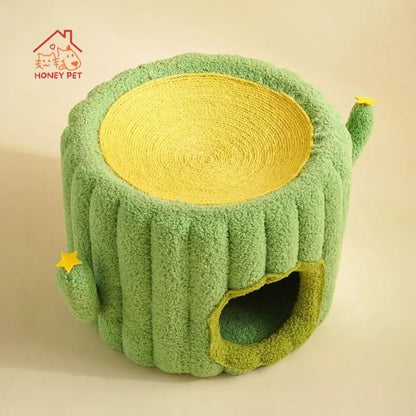 Plushie Cactus Oasis Cat Bed with Sisal Hemp and Velvet, 12.7" | 32.5 cm - Plushie Produce