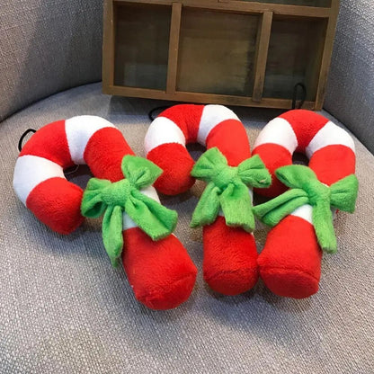 Plushie Candy Cane Chew Toy, 7" | 17 cm