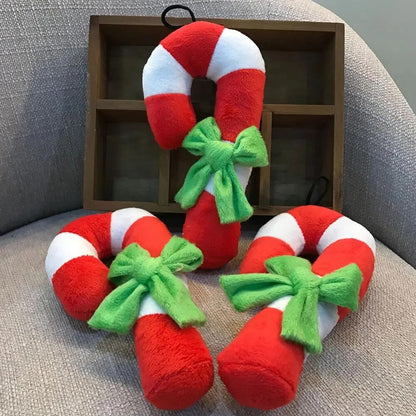 Plushie Candy Cane Chew Toy, 7" | 17 cm