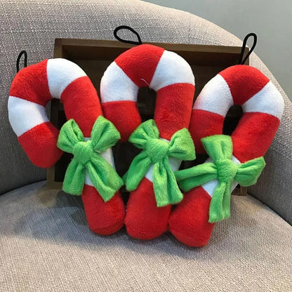 Plushie Candy Cane Chew Toy, 7" | 17 cm