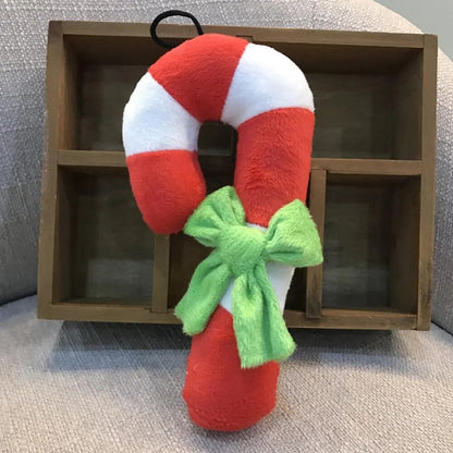 Plushie Candy Cane Chew Toy, 7" | 17 cm