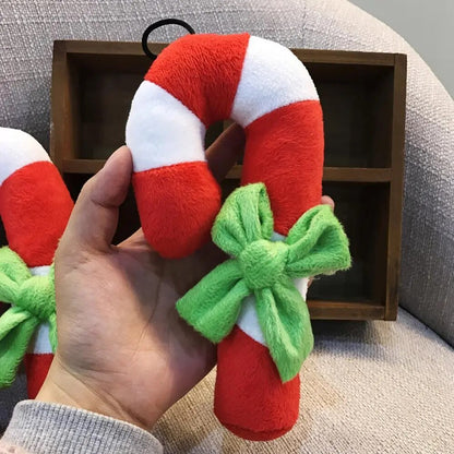 Plushie Candy Cane Chew Toy, 7" | 17 cm