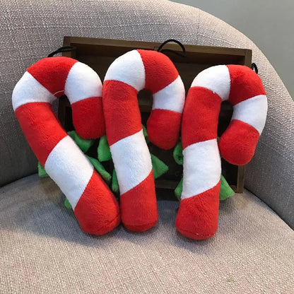 Plushie Candy Cane Chew Toy, 7" | 17 cm