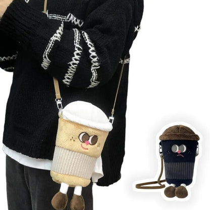 Plushie Cartoon Coffee Cup Shoulder Bag, 8" | 20 cm